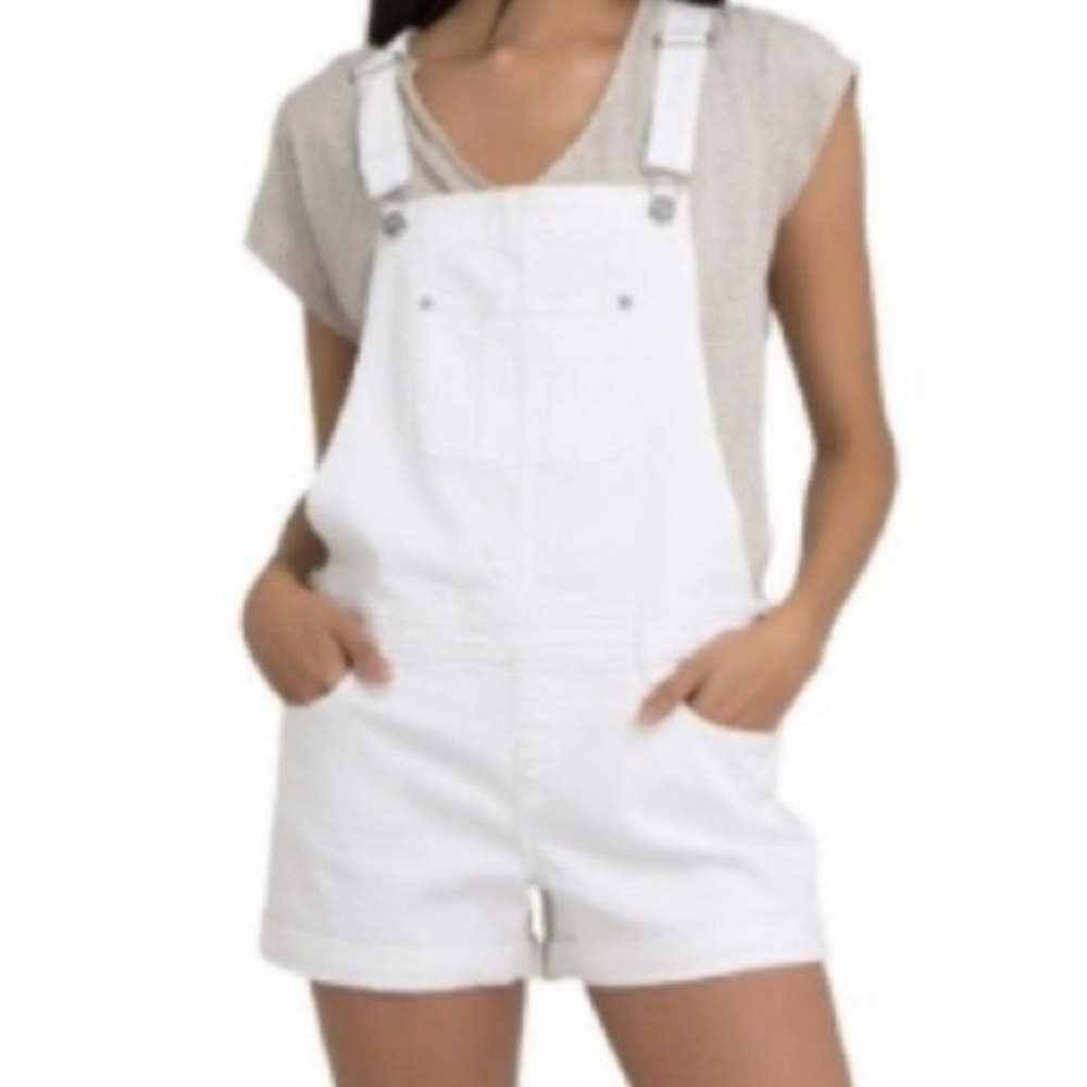 Vintage Bibs Overall Shorts White Denim Vintage 80s 90s Streetwear Size Small